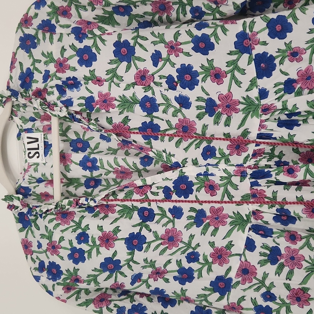 Pretty cotton floral tunic top or mini dress in very good condition! - Picture 2 of 8